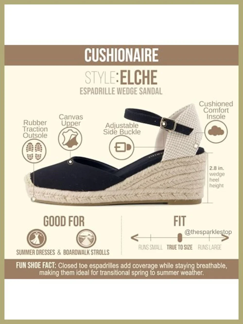 Closed Toe Espadrille Wedge Sandals for Women, Platform Heels with Adjustable